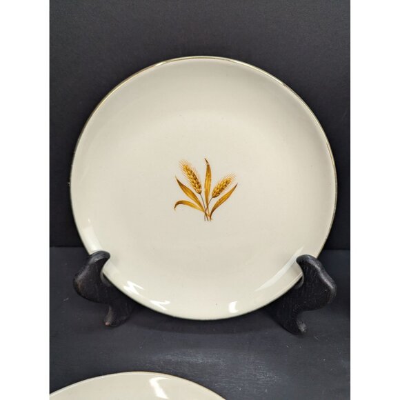Vintage Taylor Smith Golden Wheat Made in USA 22K Gold 6 3/8" Bread Plates Lot 5 - Picture 2 of 9